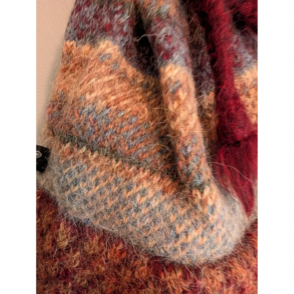 Turtle Fur Kids Alpaca Wool‎ Knit Beanie Hat Striped Burgundy Blue Tassel T1001
